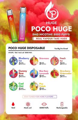15ml füllte vor ENORMEN 5000 Stift Ejuice POCO Hauch-950mah Vape