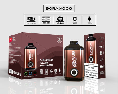 Sora 8000 Puffs Einweg-Vape Pen Ecig mit 0/20/30/50 mg Nikotinsalz