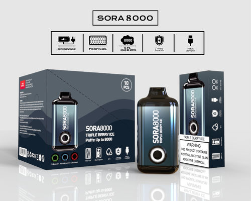 Sora 8000 Puffs Einweg-Vape Pen Ecig mit 0/20/30/50 mg Nikotinsalz