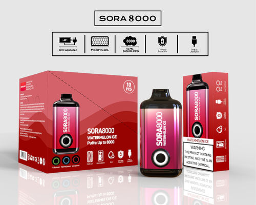 Sora 8000 650mah Typ-C wiederaufladbar Einweg-Vape Pen 14ml 650mah