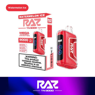 RAZ 9000puffs 650mAh Edelstahl Original Elektronikmodell Vape mit Bildschirm für Leistung