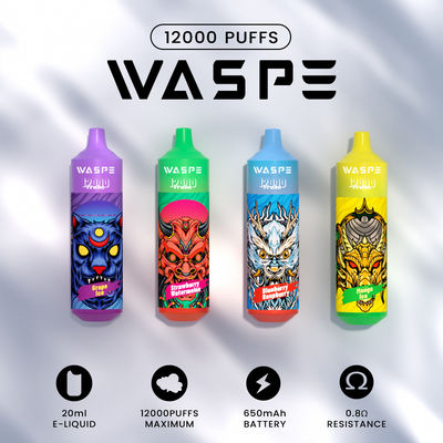 Waspe 12000Puffs 20 ML E-Liquid Einweg-Vape-Stift mit Typ-C-Ladung Farbenreiches RGB-Licht