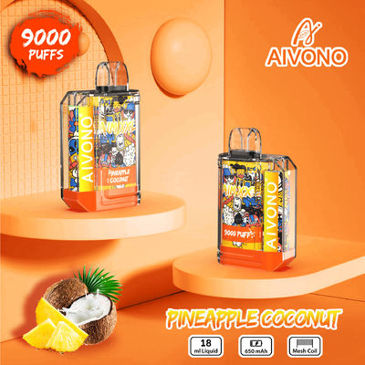 9000 Puffs Einweg-Vape 19 ml Flüssigkeit 10 Stück Packung 80g Gewicht Typ C Wiederaufladbar